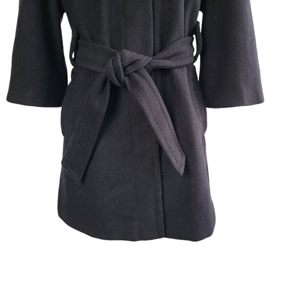 Gap Wool Blend Peacoat Women's M Black Belted 3/4 Sleeve Sailor Retro Button - Picture 3 of 16